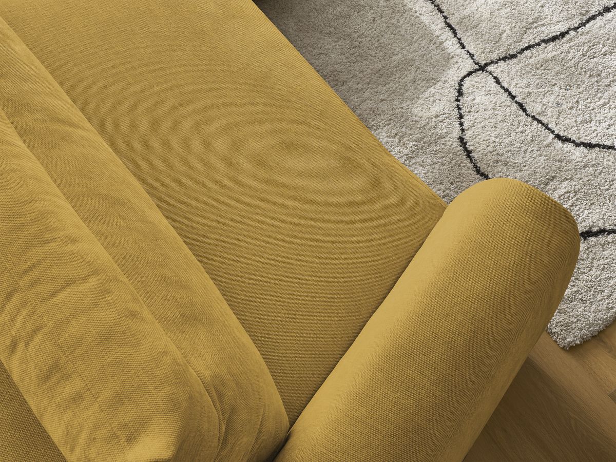 Canapé d'angle fixe EVEREST tissu chiné - Orange - Angle droit - 10 coussins