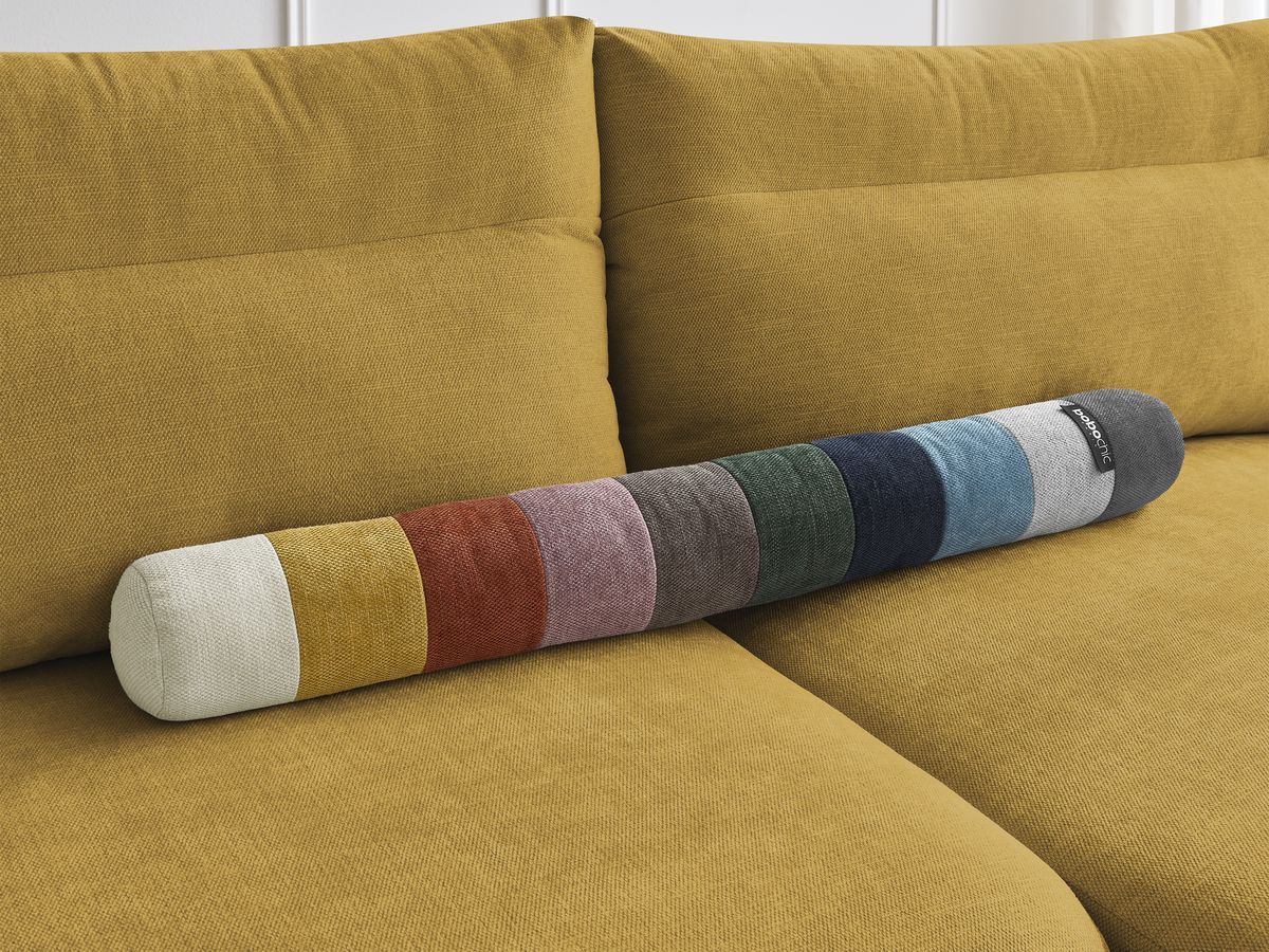 Canapé d'angle fixe EVEREST tissu chiné - Orange - Angle droit - 10 coussins