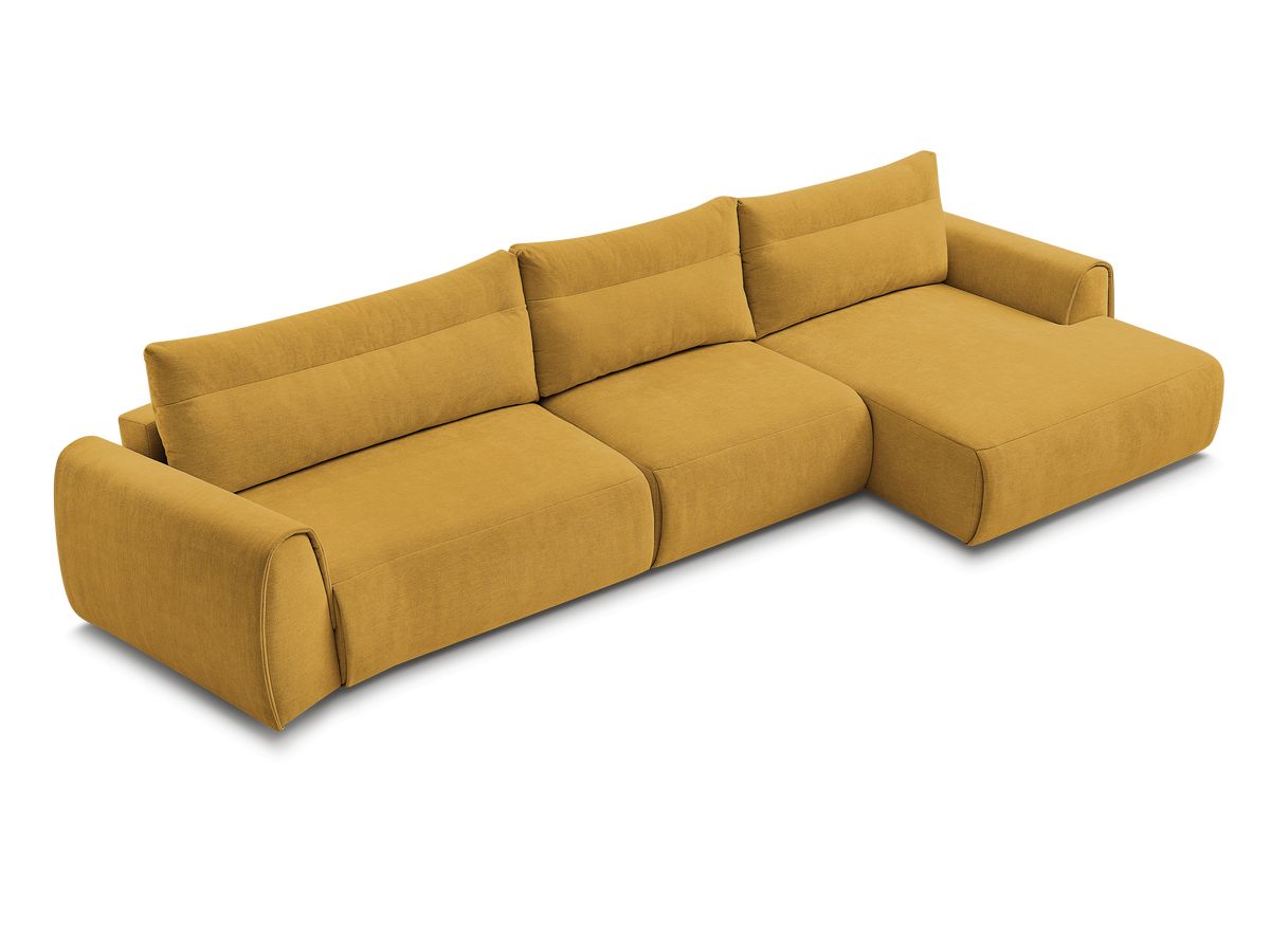 Canapé d'angle fixe EVEREST tissu chiné - Orange - Angle droit - 10 coussins
