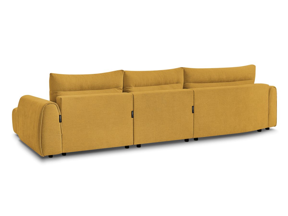 Canapé d'angle fixe EVEREST tissu chiné - Orange - Angle droit - 10 coussins