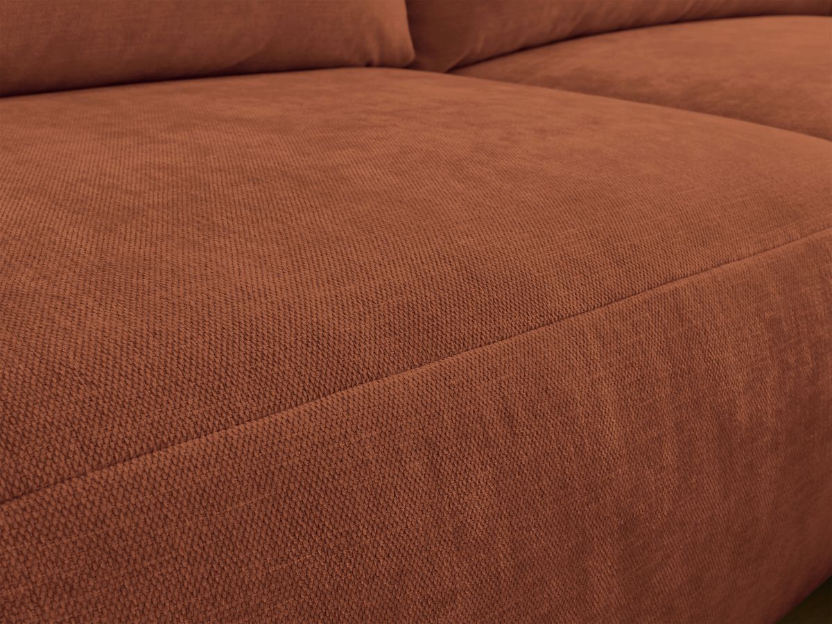 Canapé d'angle fixe EVEREST tissu chiné - Orange - Angle droit - 10 coussins
