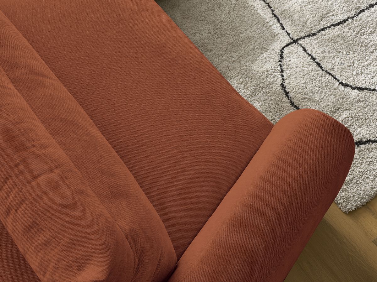 Canapé d'angle fixe EVEREST tissu chiné - Orange - Angle droit - 10 coussins