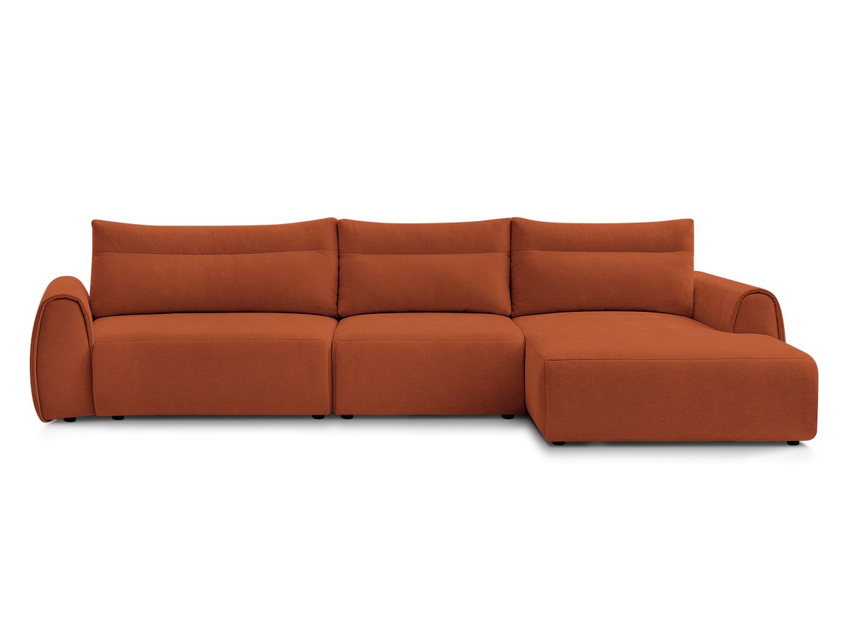 Canapé d'angle fixe EVEREST tissu chiné - Orange - Angle droit - 10 coussins