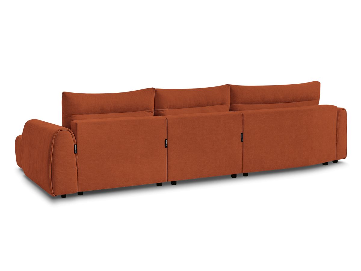 Canapé d'angle fixe EVEREST tissu chiné - Orange - Angle droit - 10 coussins