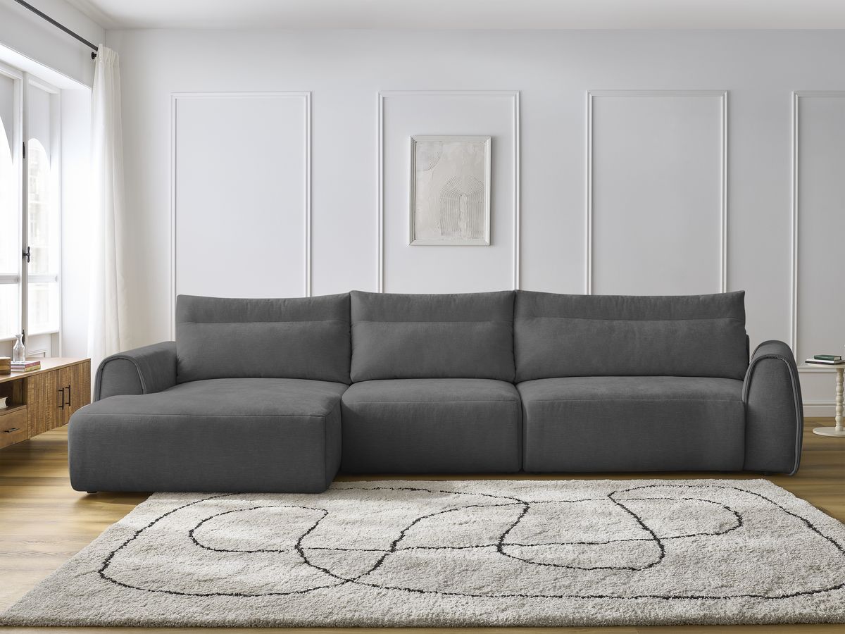 Canapé grand angle incurvé fixe ADEN gris foncé angle gauche BOBOCHIC 4 places - Vue supplémentaire 3