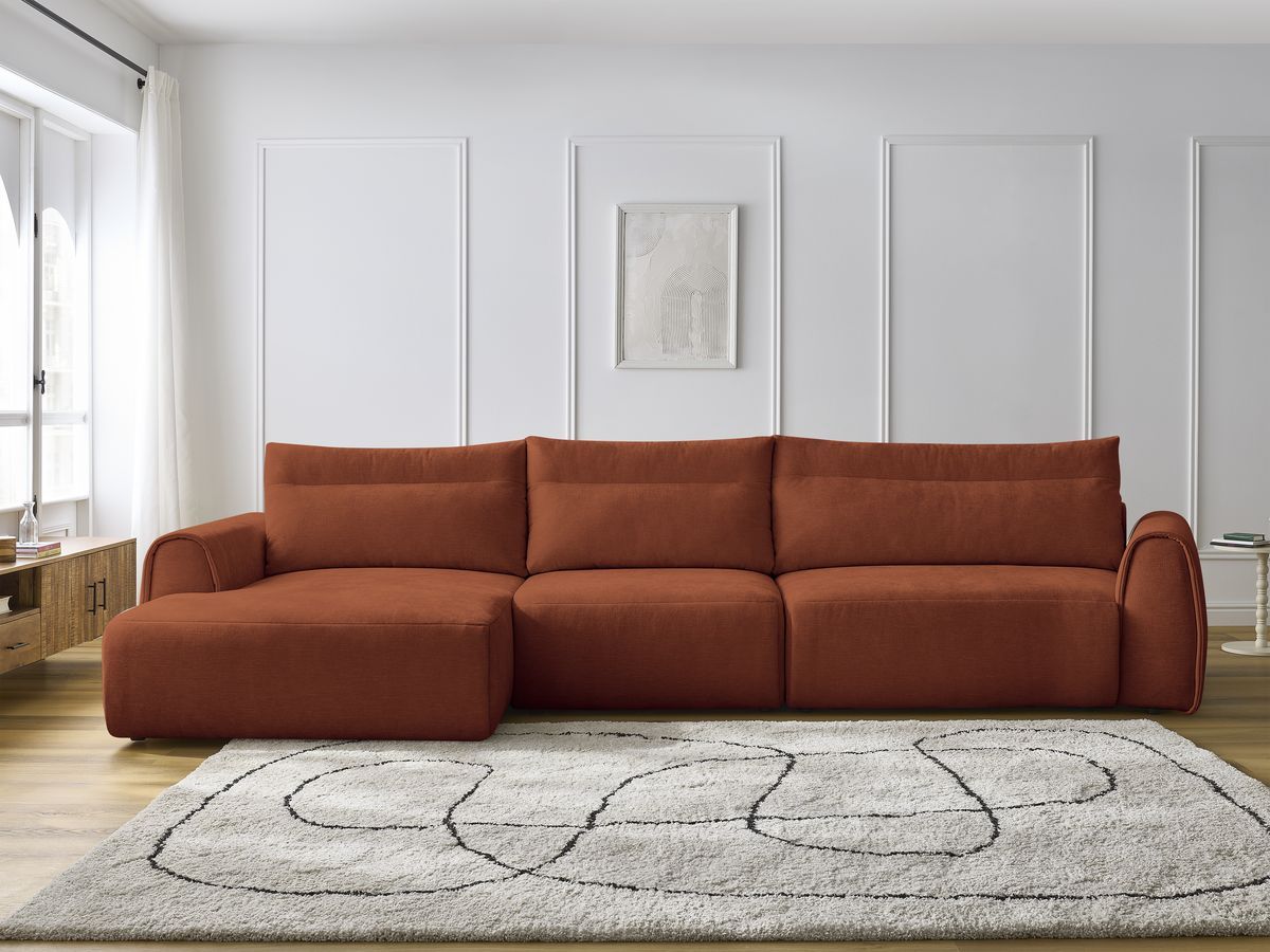 Canapé grand angle incurvé fixe ADEN orange angle gauche BOBOCHIC 4 places - Vue supplémentaire 3