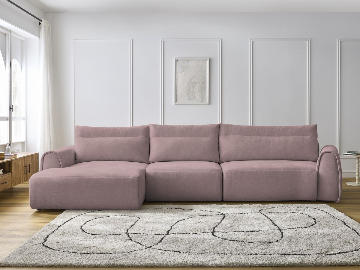 Canapé grand angle incurvé fixe ADEN rose angle gauche BOBOCHIC 4 places - Vue supplémentaire 3