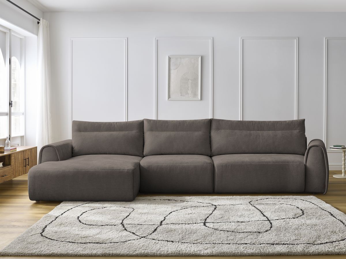 Canapé grand angle incurvé fixe ADEN taupe angle gauche BOBOCHIC 4 places - Vue supplémentaire 3