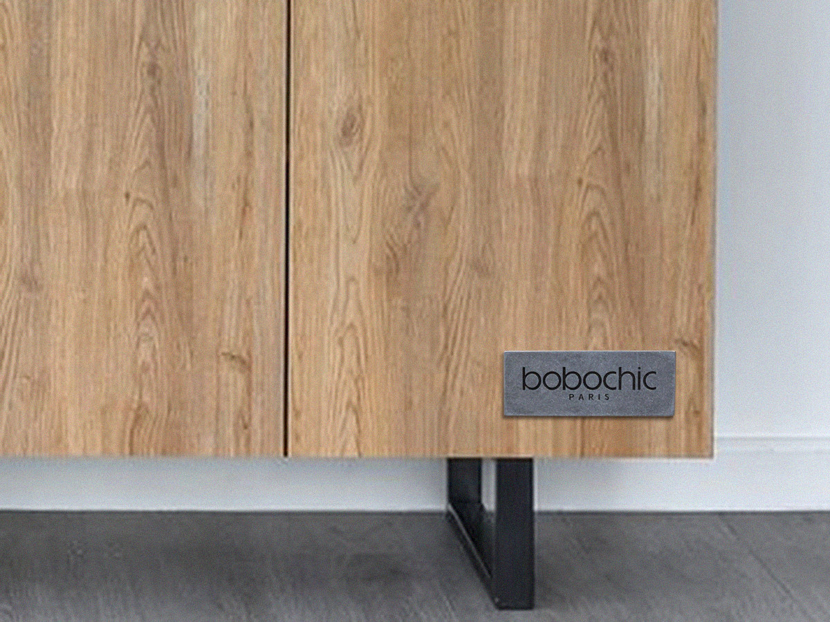 Set OPERA met dressoir 140 cm + tv-meubel 180 cm eikeneffect en imitatie zwart marmer