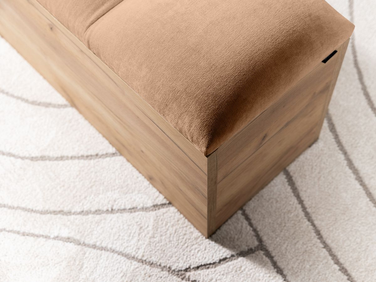 KUMO bed met massieve lattenbodem en poten van natuurlijk hout + KUMO bedeinde
