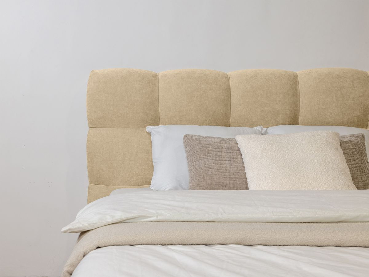 Lit KUMO lisse lattes massives pieds en bois naturel beige — vue 6