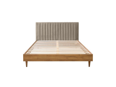 Lit OCEANE avec lattes massives tissu texturé + Bout de lit OCEANE