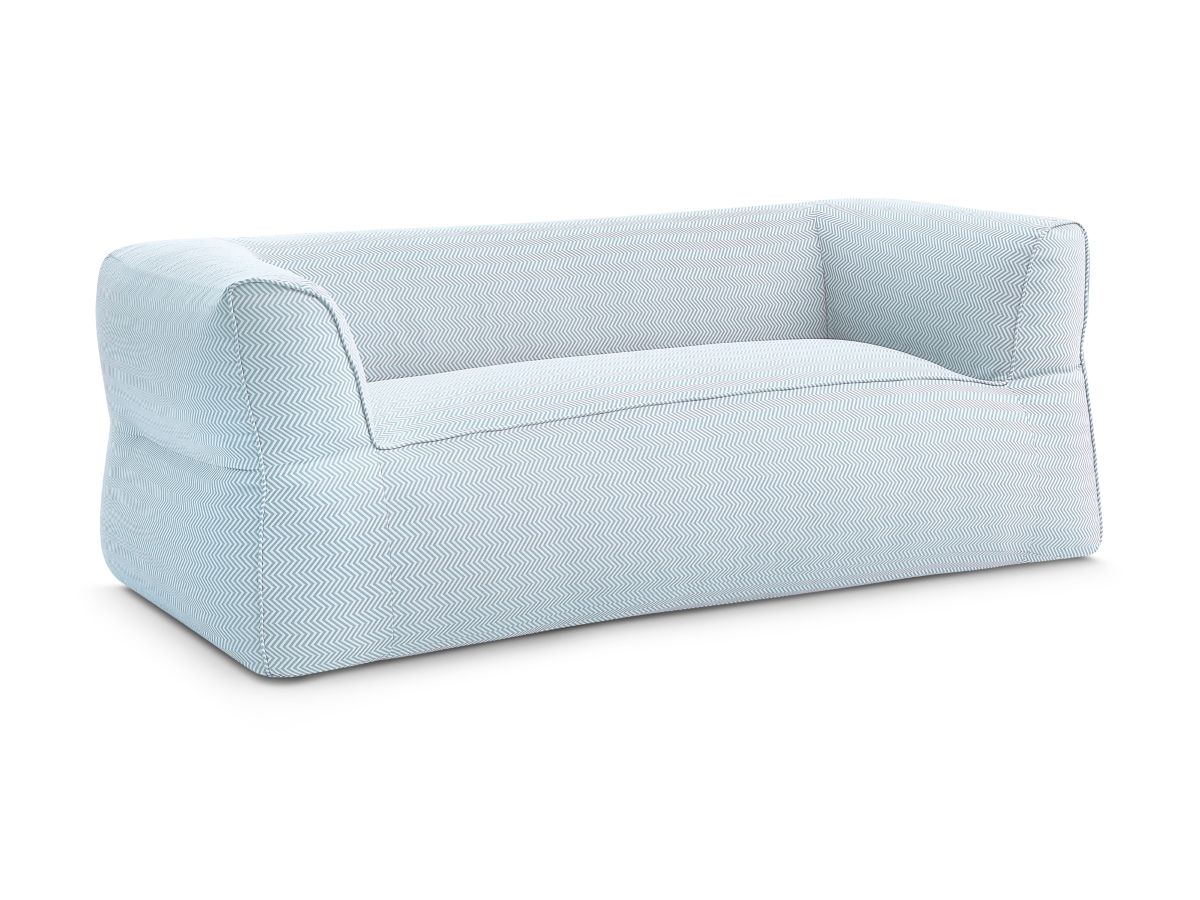 Canapé de jardin droit 3 places NOUR avec bâche de protection bleu clair — vue 3