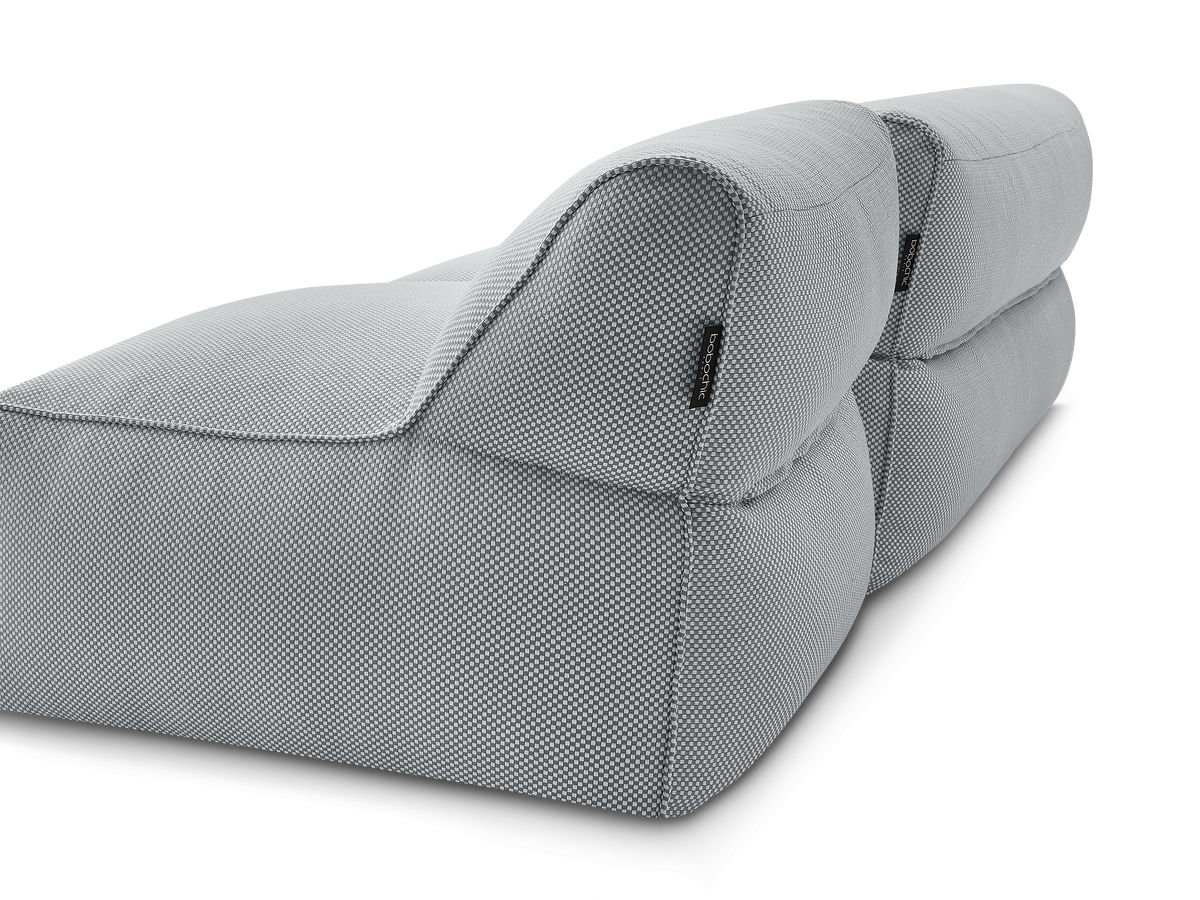 Canapé de jardin modulable RIVIERA tissu chiné avec 1 chauffeuse 1 place, 1 chauffeuse 2 places et 1 méridienne