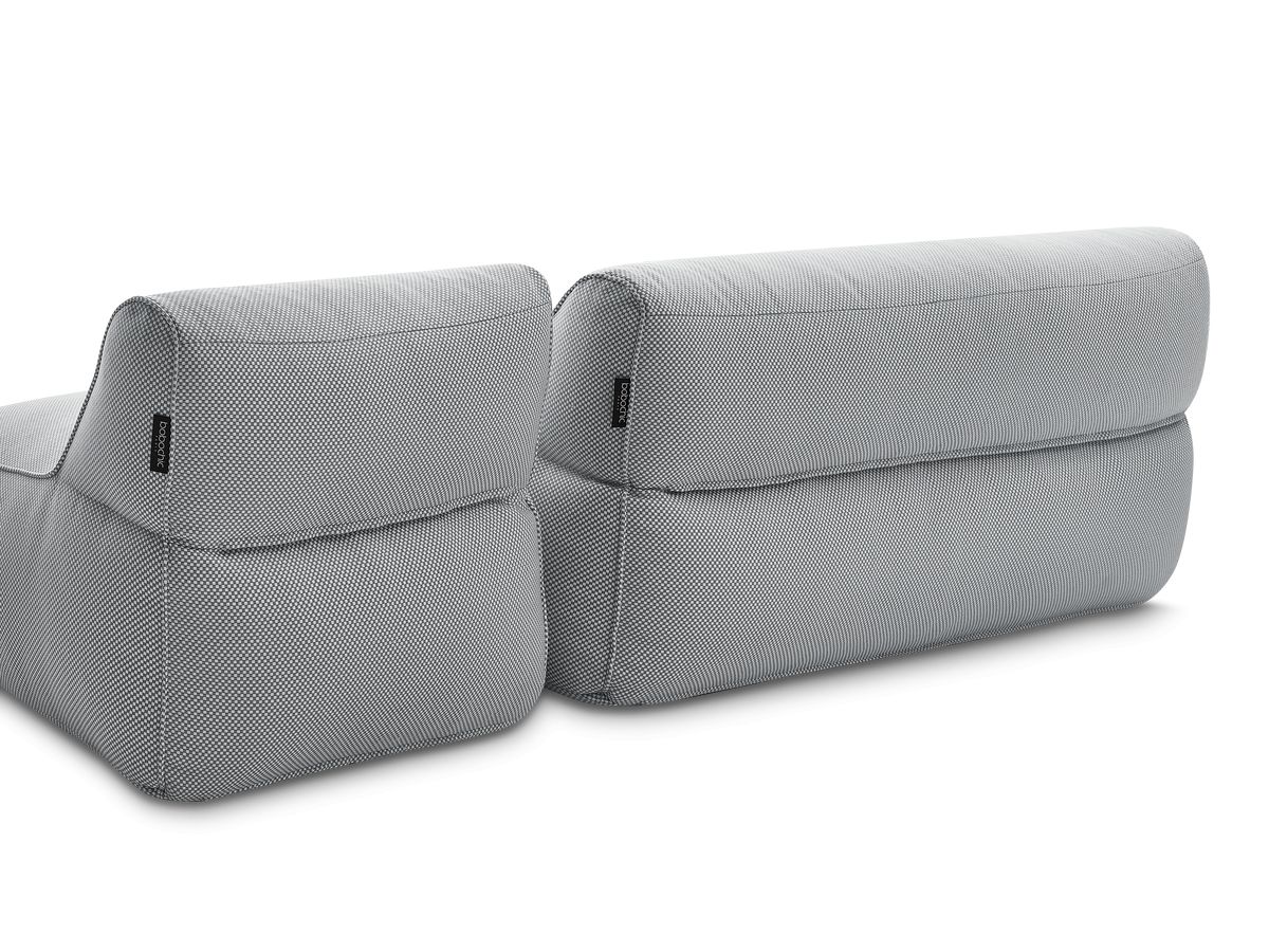 Canapé de jardin modulable RIVIERA tissu chiné avec 1 chauffeuse 1 place, 1 chauffeuse 2 places et 1 méridienne