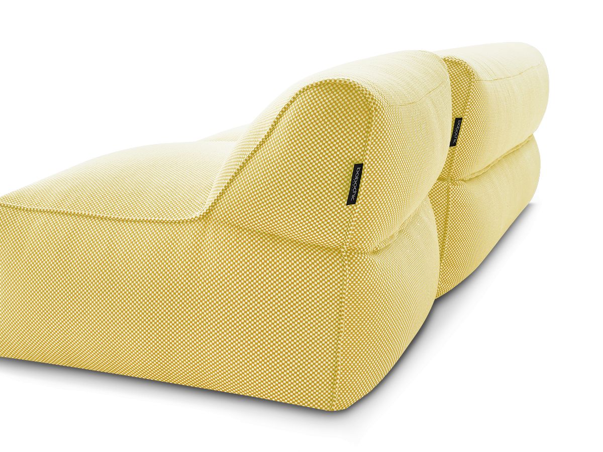 Modulaire tuinbank RIVIERA in gemêleerde stof met 1 eenpersoonsfauteuil, 1 tweepersoonsfauteuil en 1 chaise longue
