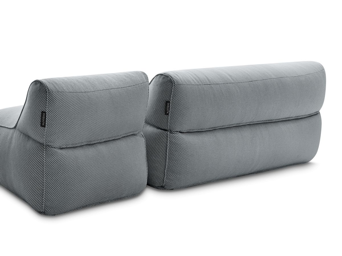 Canapé de jardin modulable RIVIERA tissu chiné avec 1 chauffeuse 1 place, 1 chauffeuse 2 places et 1 méridienne