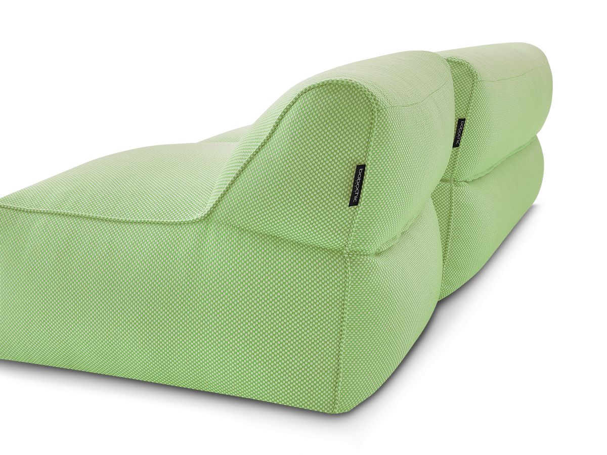Canapé de jardin modulable RIVIERA tissu chiné avec 1 chauffeuse 1 place, 1 chauffeuse 2 places et 1 méridienne