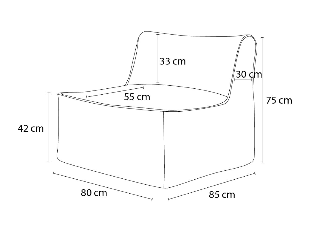 Chauffeuse 1 place sans accoudoir pour canapé de jardin modulable RIVIERA tissu chiné