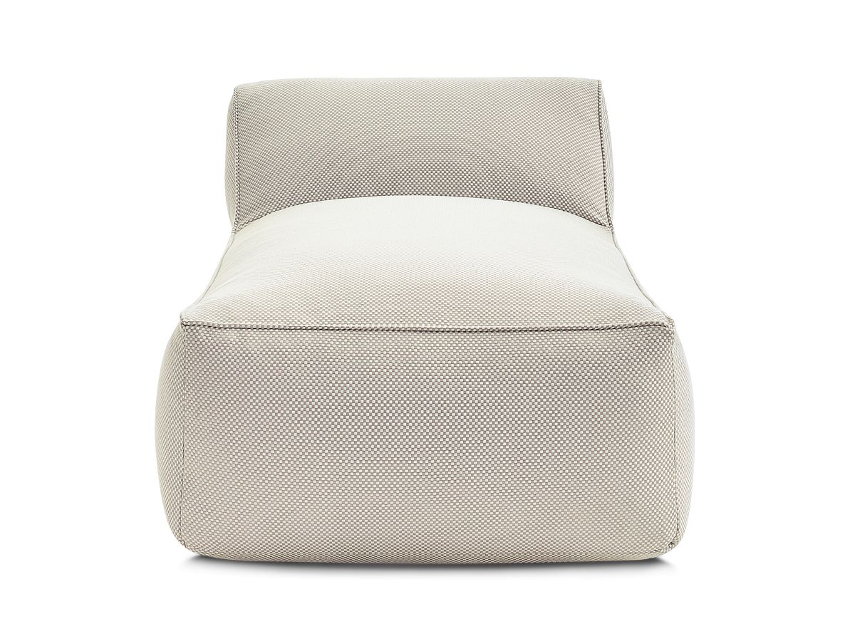 chaise longue zonder armleuningen voor de modulaire tuinbank riviera in gemêleerde stof gekleurd beige