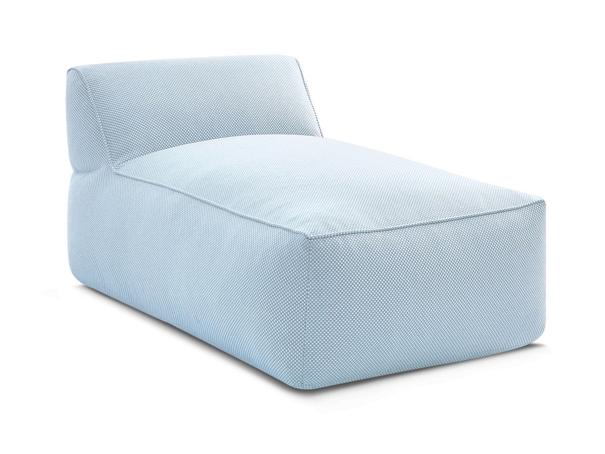 Chaise longue zonder armleuningen voor de modulaire tuinbank RIVIERA in gemêleerde stof