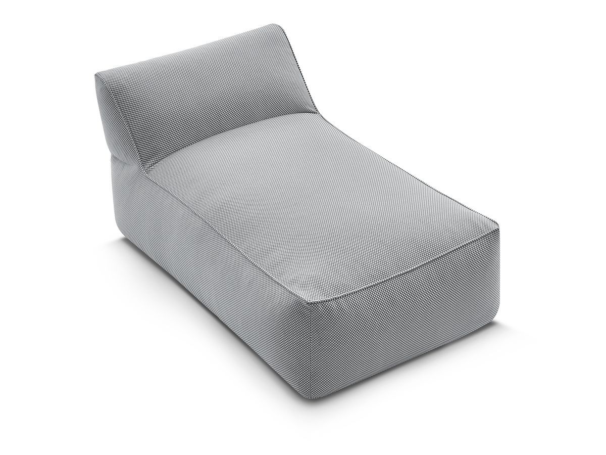 Chaise longue zonder armleuningen voor de modulaire tuinbank RIVIERA in gemêleerde stof