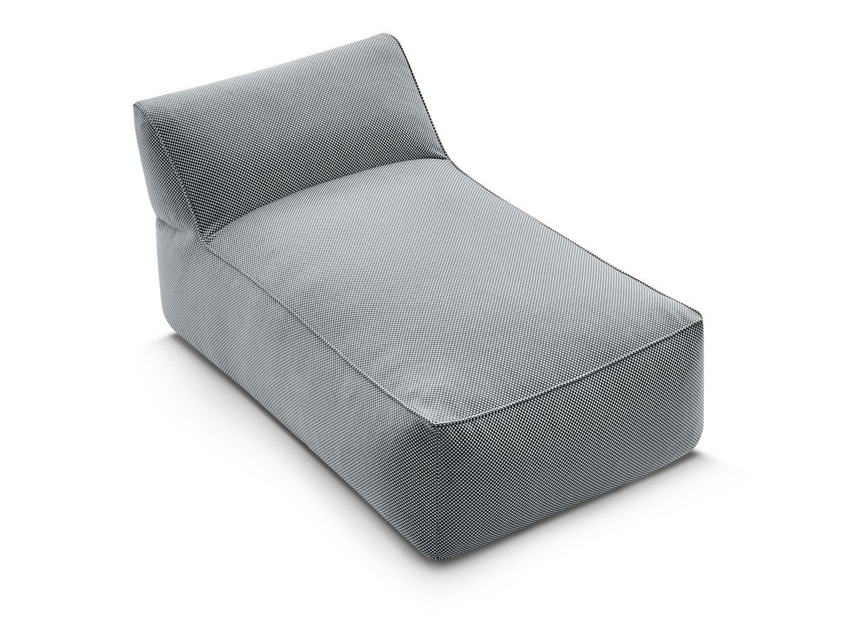 Chaise longue zonder armleuningen voor de modulaire tuinbank RIVIERA in gemêleerde stof