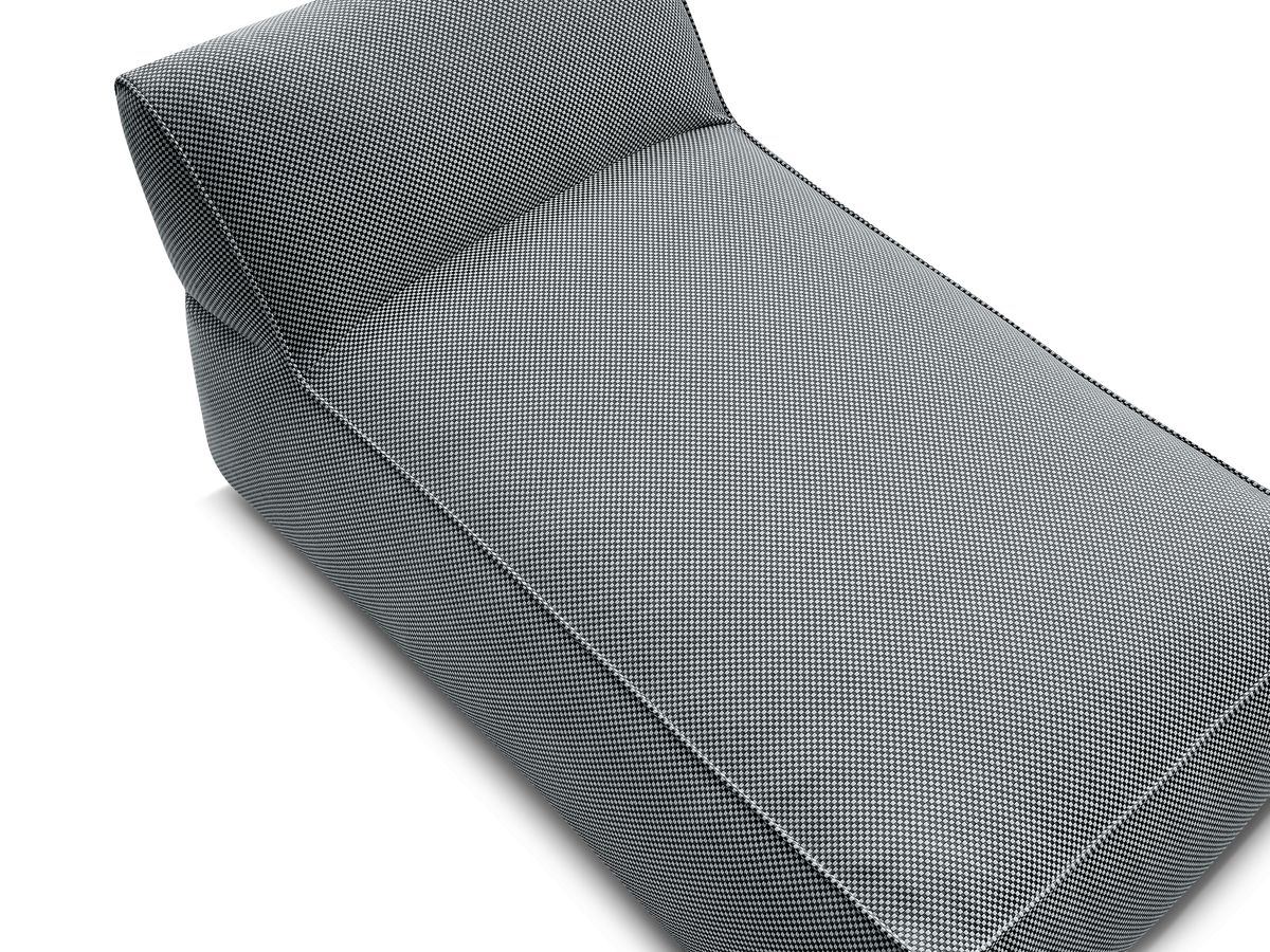 Chaise longue zonder armleuningen voor de modulaire tuinbank RIVIERA in gemêleerde stof