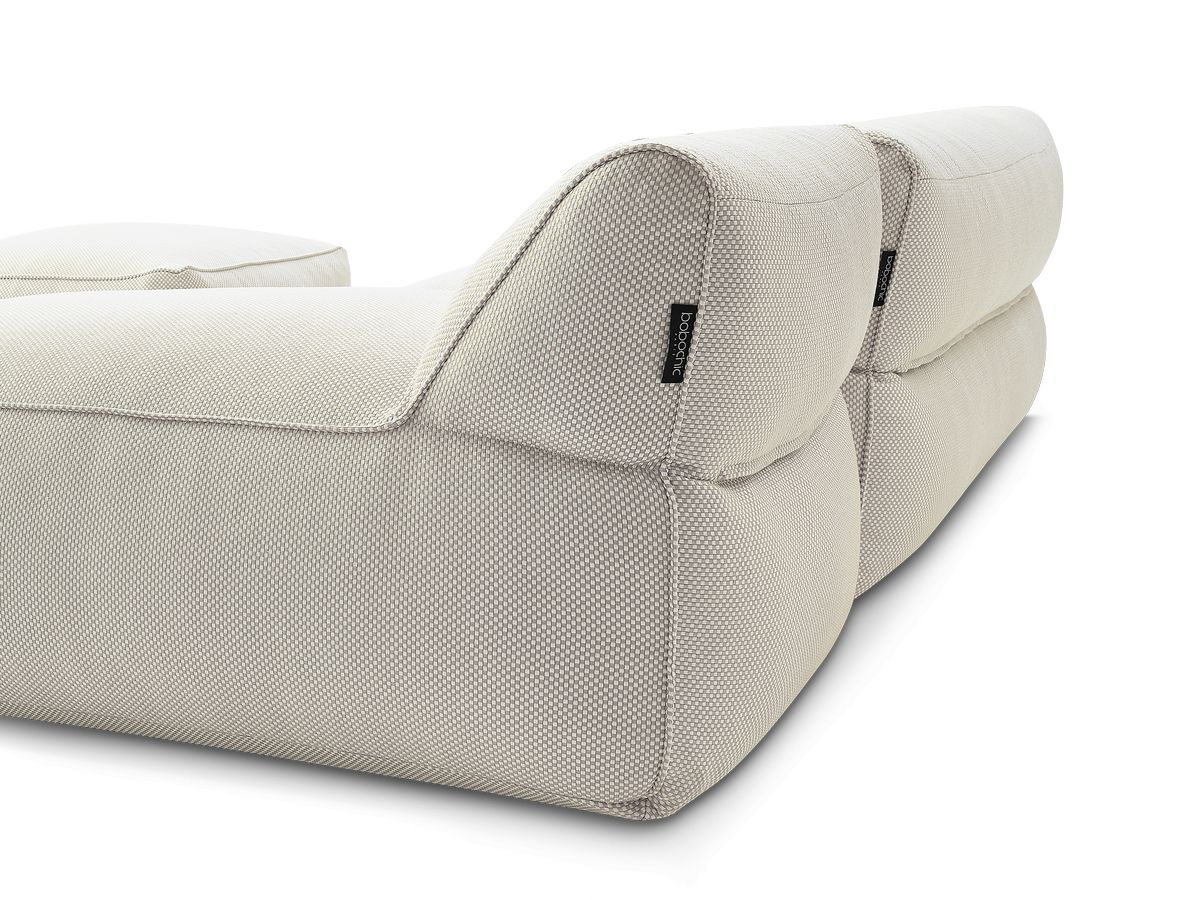 Canapé de jardin modulable RIVIERA tissu chiné avec 1 chauffeuse 1 place, 1 chauffeuse 2 places, 1 méridienne et 1 pouf