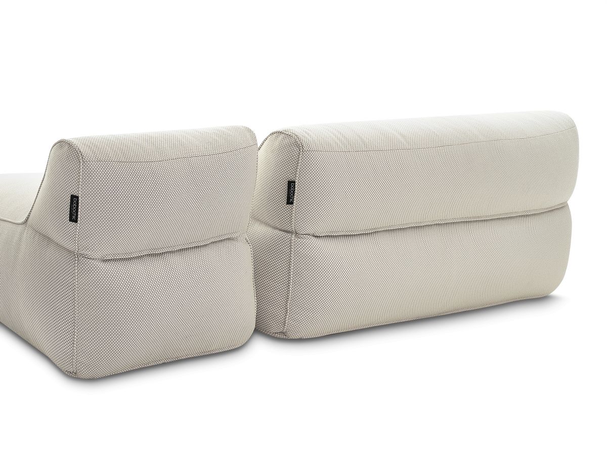 Canapé de jardin modulable RIVIERA tissu chiné avec 1 chauffeuse 1 place, 1 chauffeuse 2 places, 1 méridienne et 1 pouf