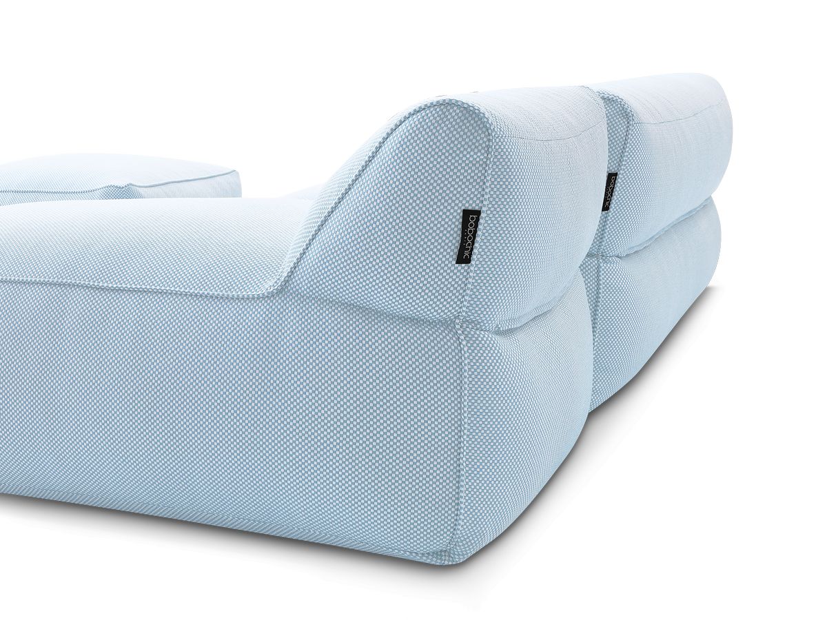 Canapé de jardin modulable RIVIERA tissu chiné avec 1 chauffeuse 1 place, 1 chauffeuse 2 places, 1 méridienne et 1 pouf