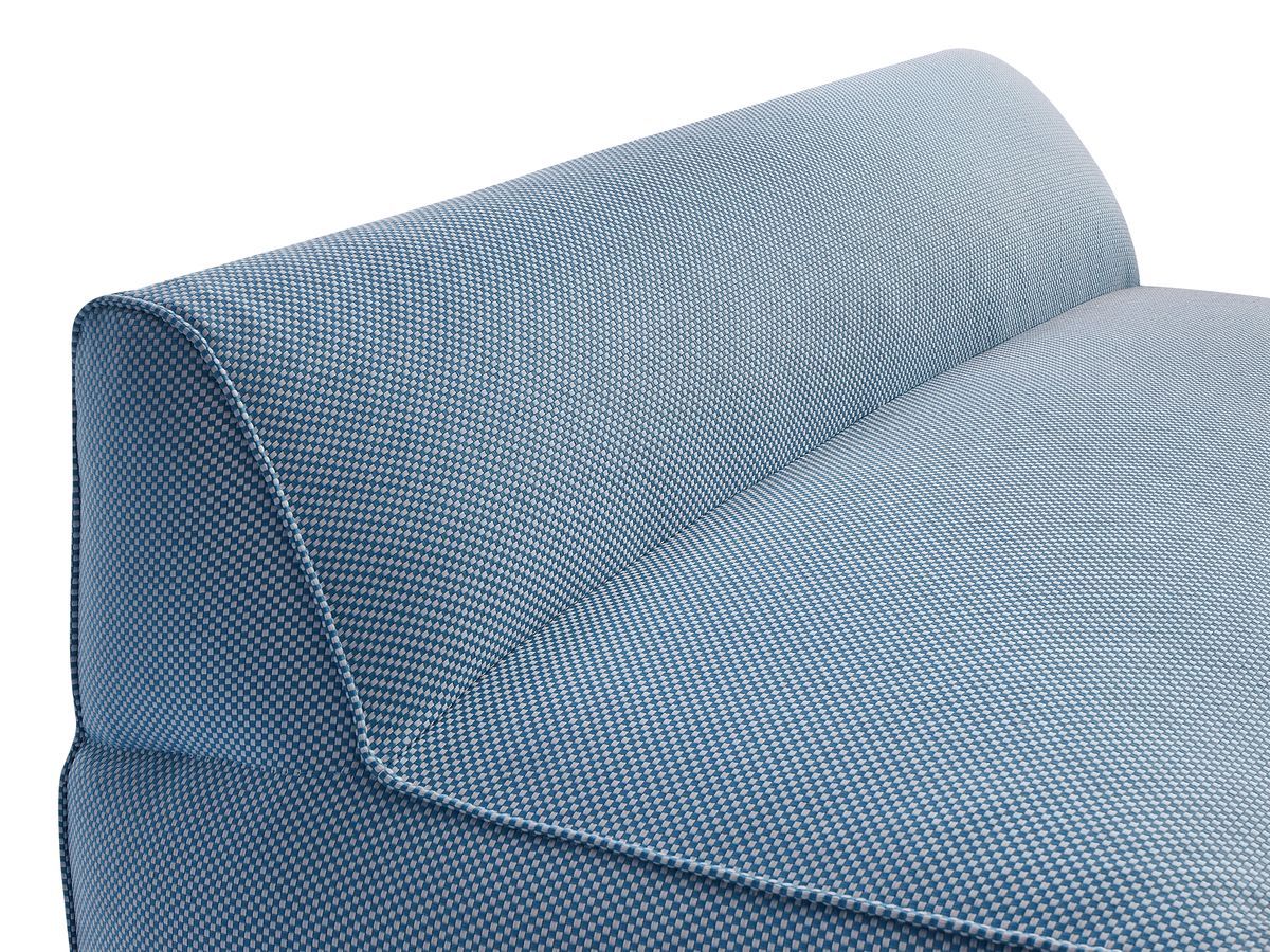 Modulaire tuinbank RIVIERA in gemêleerde stof met 1 eenpersoonsfauteuil, 1 tweepersoonsfauteuil, 1 chaise longue en 1 poef