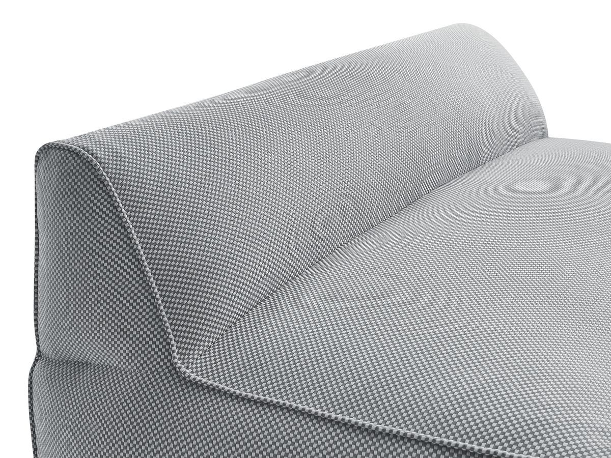 Modulaire tuinbank RIVIERA in gemêleerde stof met 1 eenpersoonsfauteuil, 1 tweepersoonsfauteuil, 1 chaise longue en 1 poef
