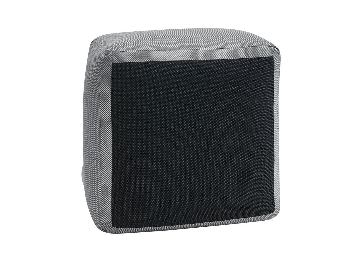Modulaire tuinbank RIVIERA in gemêleerde stof met 1 eenpersoonsfauteuil, 1 tweepersoonsfauteuil, 1 chaise longue en 1 poef