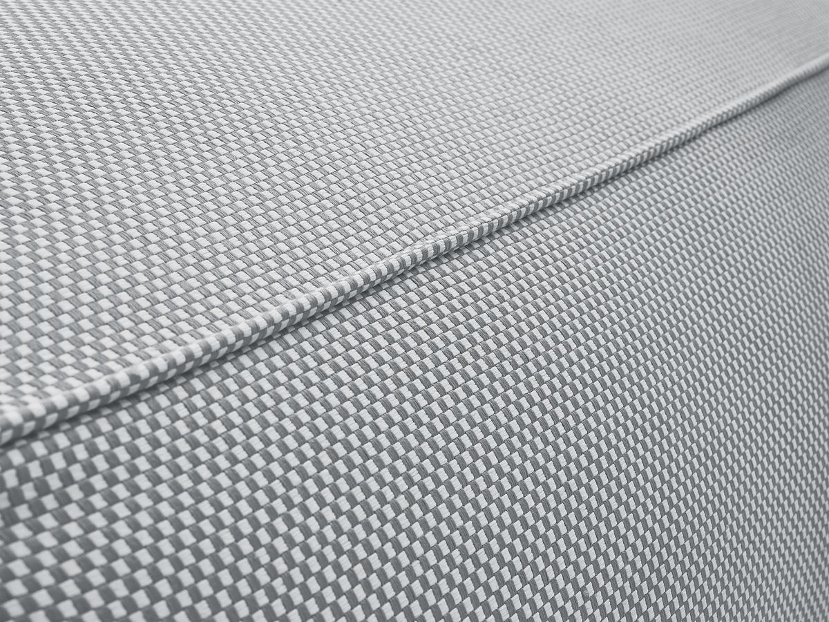 Modulaire tuinbank RIVIERA in gemêleerde stof met 1 eenpersoonsfauteuil, 1 tweepersoonsfauteuil, 1 chaise longue en 1 poef