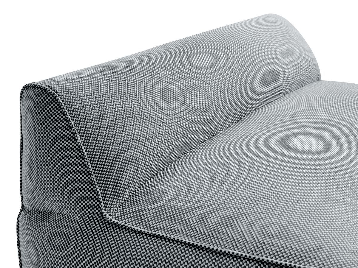 Modulaire tuinbank RIVIERA in gemêleerde stof met 1 eenpersoonsfauteuil, 1 tweepersoonsfauteuil, 1 chaise longue en 1 poef