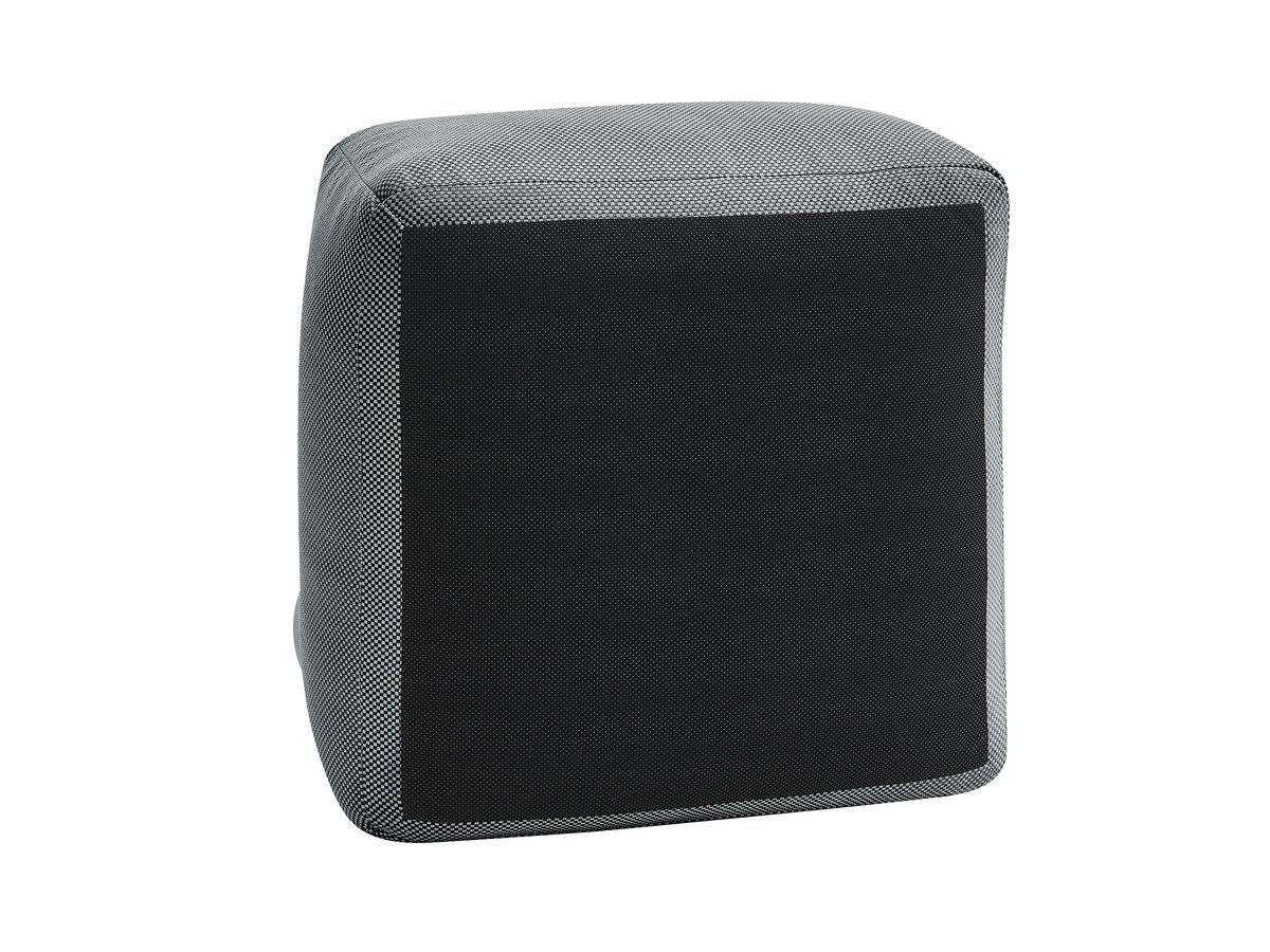 Modulaire tuinbank RIVIERA in gemêleerde stof met 1 eenpersoonsfauteuil, 1 tweepersoonsfauteuil, 1 chaise longue en 1 poef