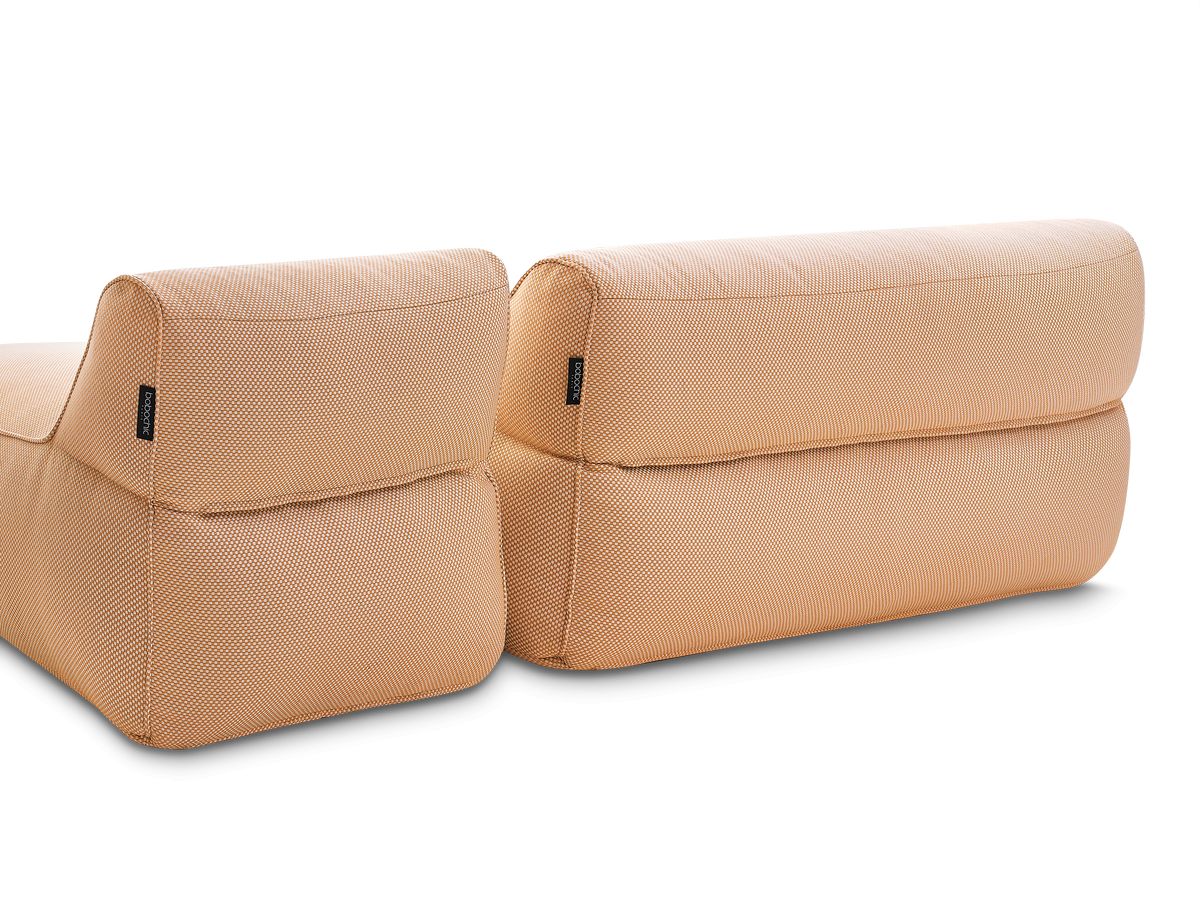 Canapé de jardin modulable RIVIERA tissu chiné avec 1 chauffeuse 1 place, 1 chauffeuse 2 places, 1 méridienne et 1 pouf