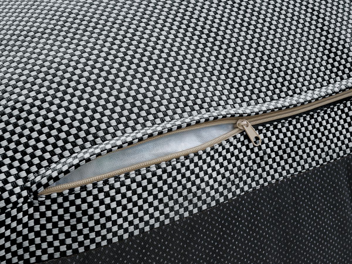Canapé d'angle fixe EVEREST tissu chiné - Orange - Angle droit - 10 coussins