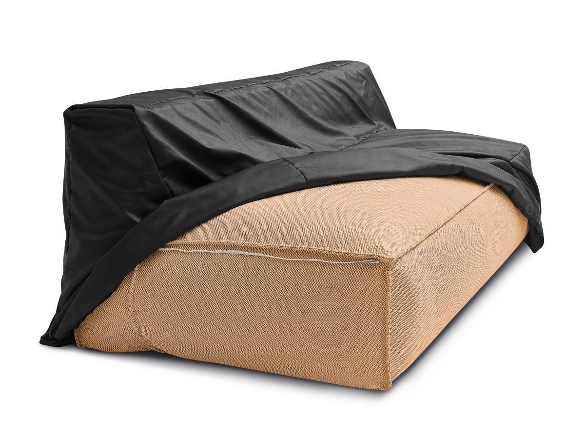 Chauffeuse 2 places sans accoudoir avec bâche de protection pour canapé de jardin modulable BIARRITZ