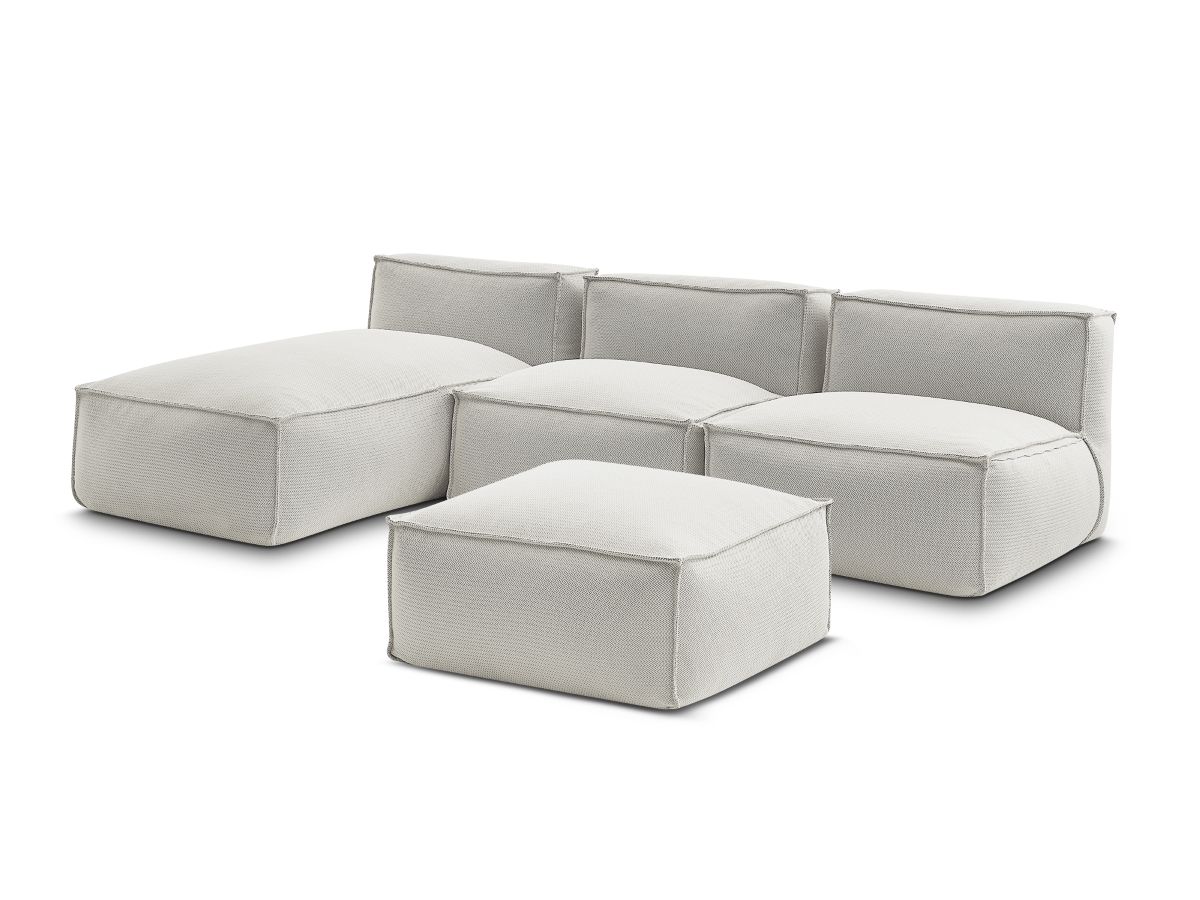 Canapé d'angle fixe EVEREST tissu chiné - Orange - Angle droit - 10 coussins