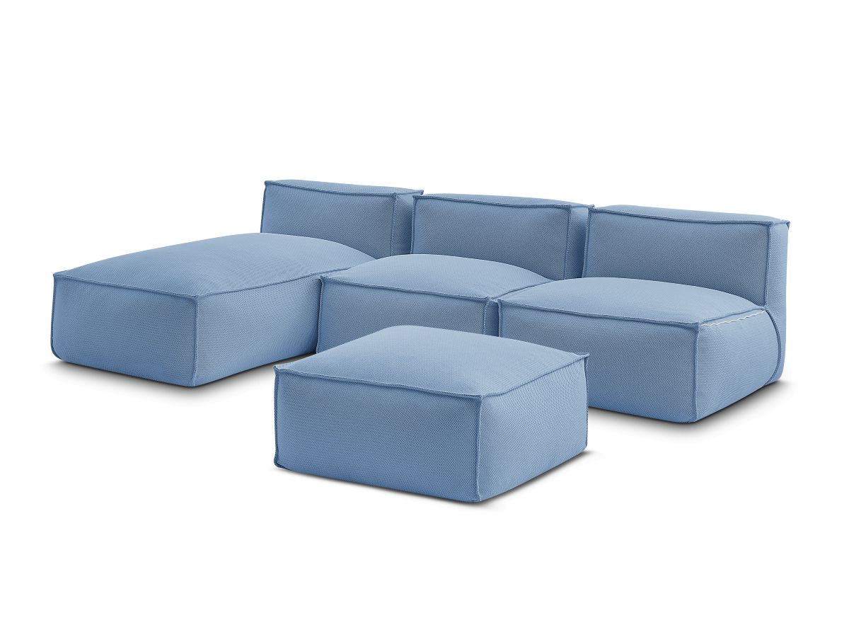 Canapé d'angle fixe EVEREST tissu chiné - Orange - Angle droit - 10 coussins