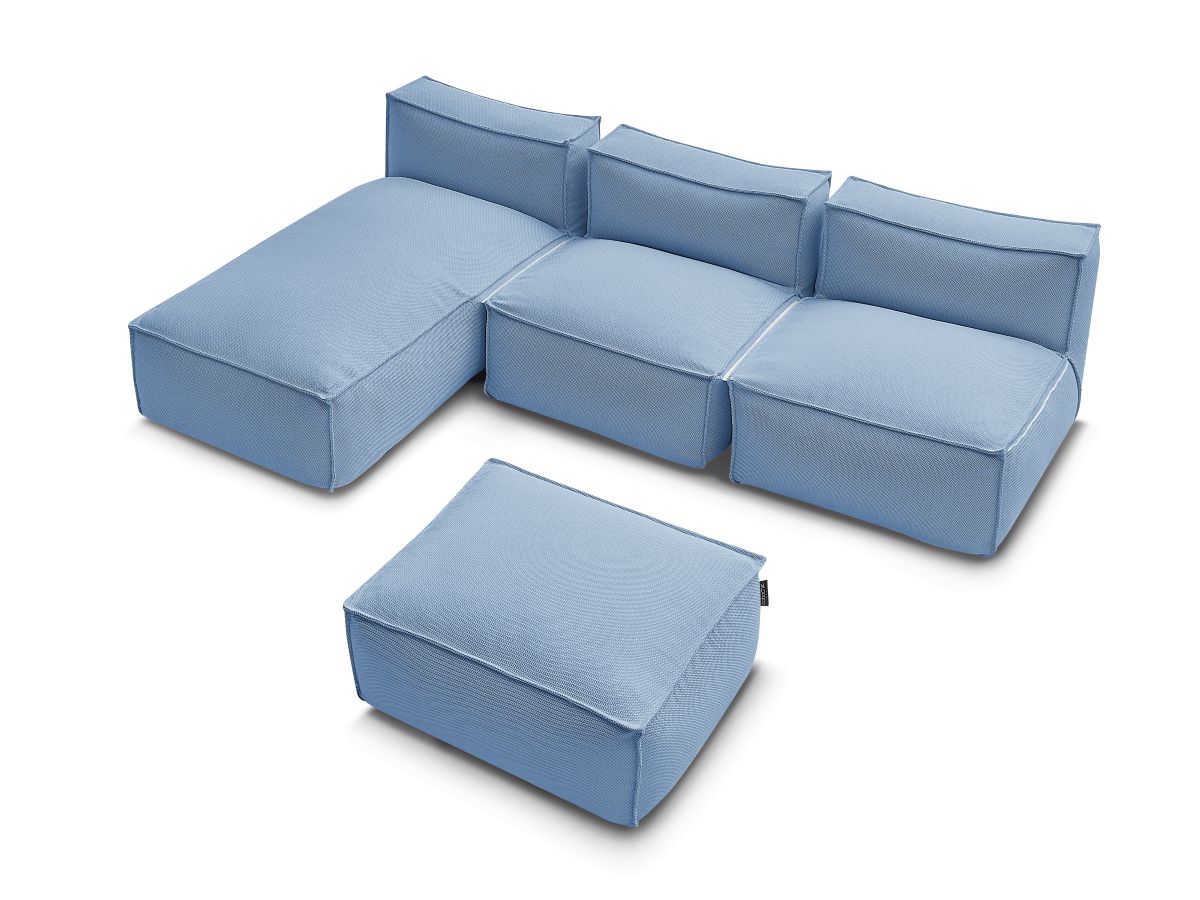 Canapé d'angle fixe EVEREST tissu chiné - Orange - Angle droit - 10 coussins