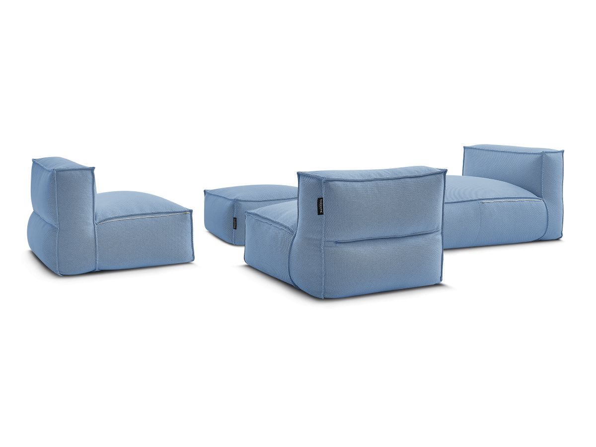 Canapé de jardin modulable BIARRITZ avec bâche de protection, bleu — vue 5