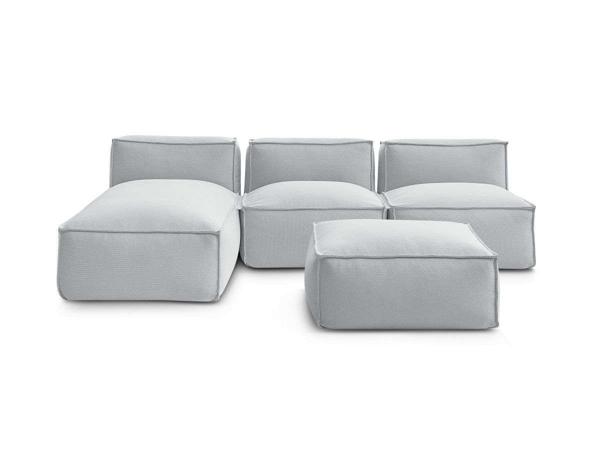 Canapé d'angle fixe EVEREST tissu chiné - Orange - Angle droit - 10 coussins