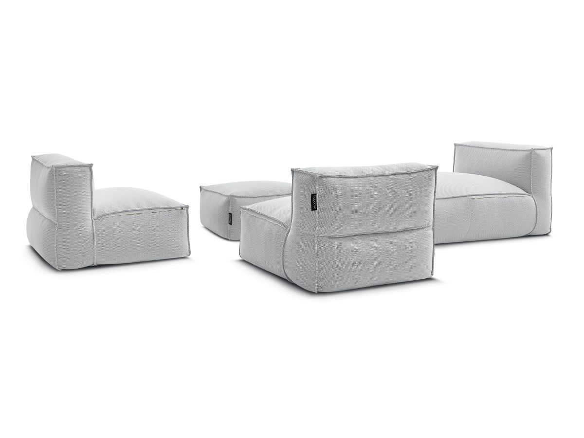 Canapé de jardin modulable BIARRITZ avec bâche de protection, gris — vue 5