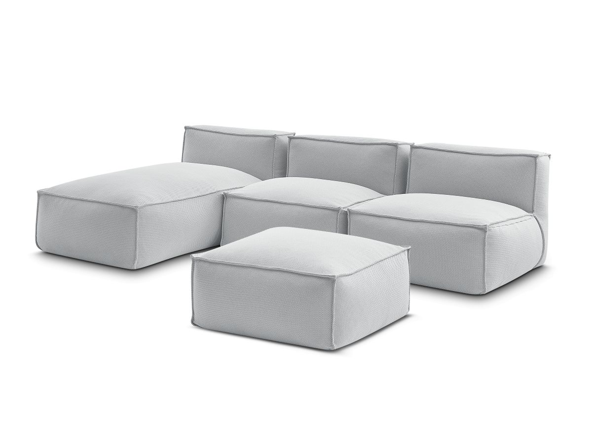 Canapé d'angle fixe EVEREST tissu chiné - Orange - Angle droit - 10 coussins
