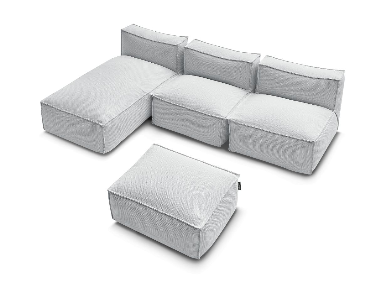 Canapé d'angle fixe EVEREST tissu chiné - Orange - Angle droit - 10 coussins