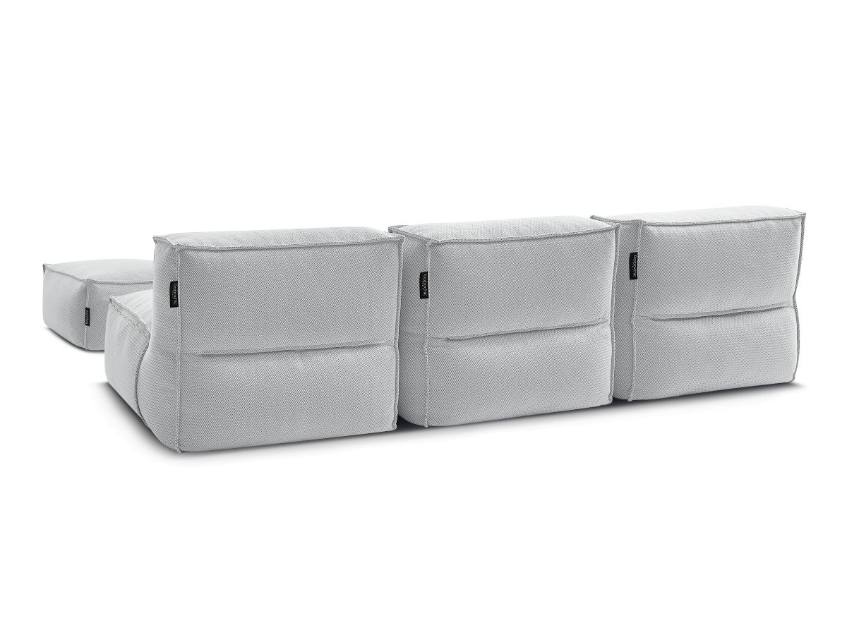 Canapé d'angle fixe EVEREST tissu chiné - Orange - Angle droit - 10 coussins