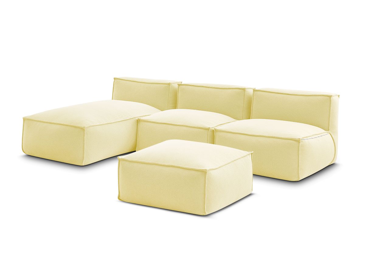 Canapé d'angle fixe EVEREST tissu chiné - Orange - Angle droit - 10 coussins